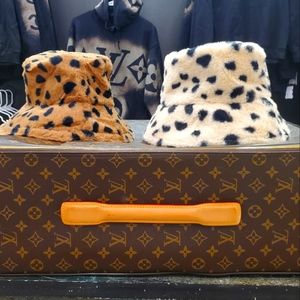 Faux fur leopard bucket hat adjustable- light leopard